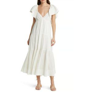 La Ligne Stella White/Ivory Linen Maxi Dress Large